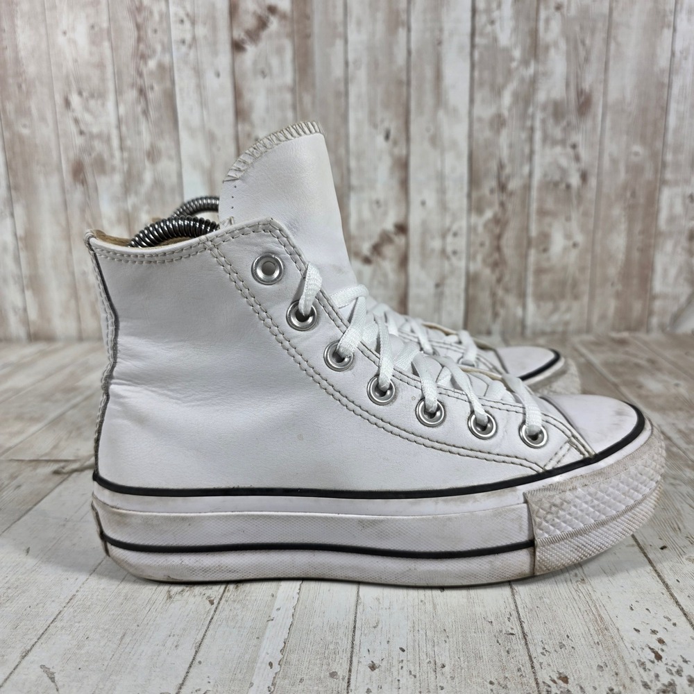 Converse Chuck Taylor All Star‎ Lift White Leather Platform High Top Womens